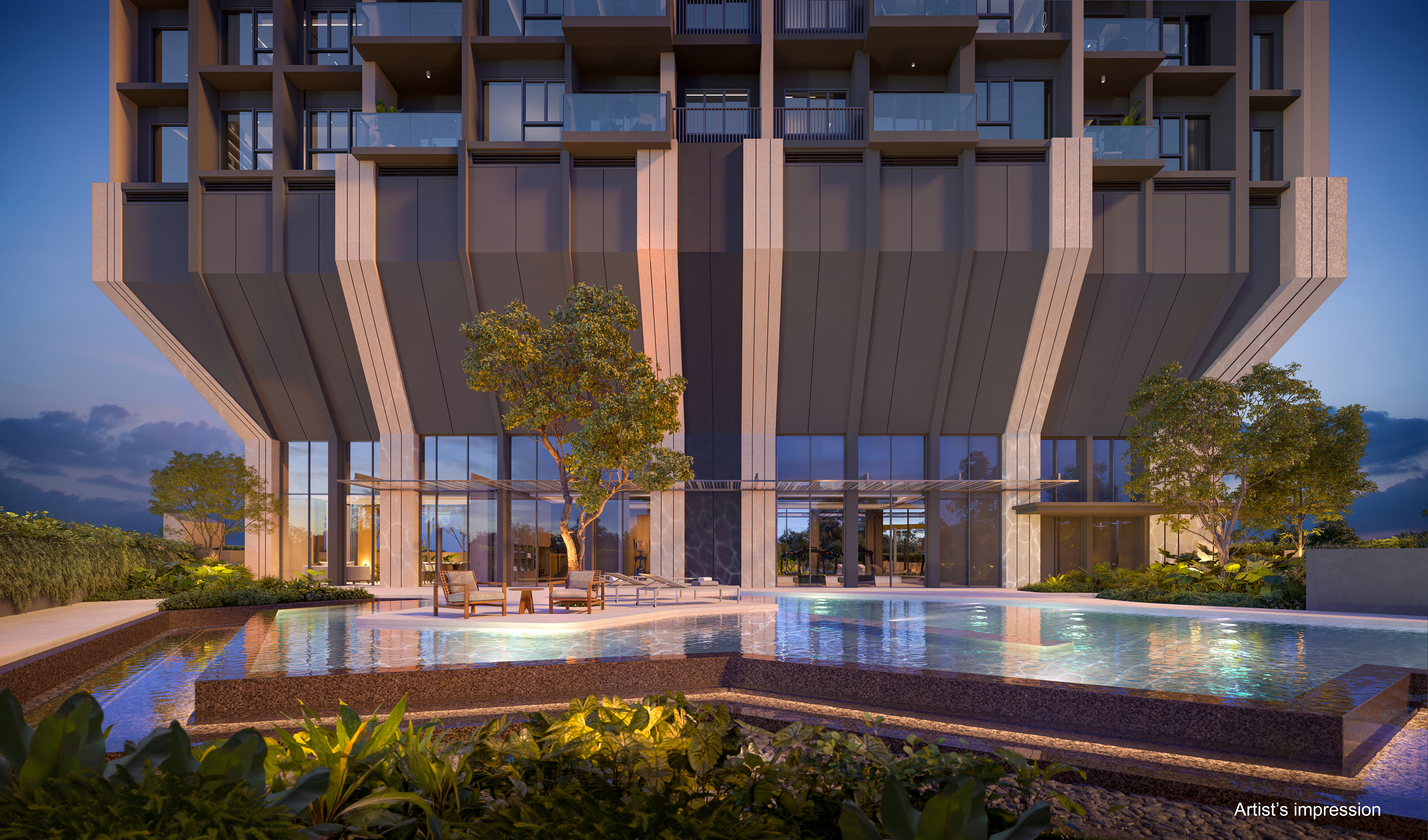 The Serra Residences spa pool perspective